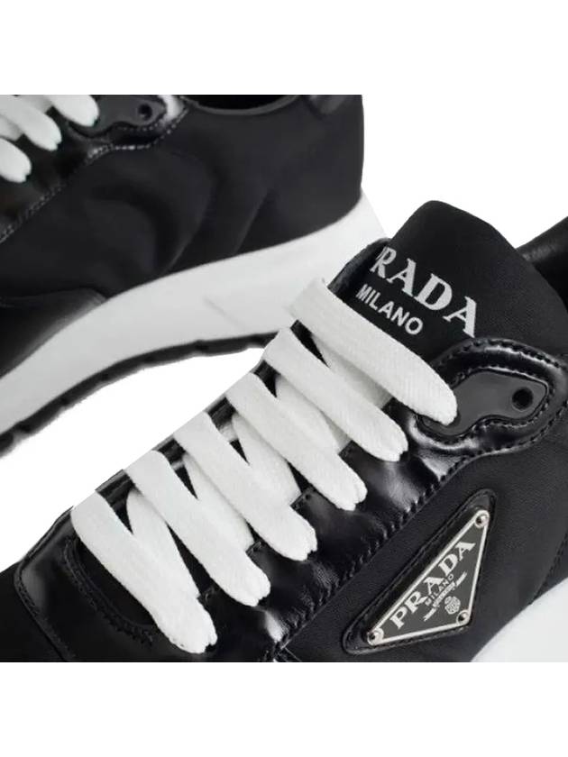 Prax 01 Re-Nylon Brushed Leather Low-Top Sneakers Black - PRADA - BALAAN 5