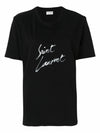 Painting Print Logo Short Sleeve T-Shirt Black - SAINT LAURENT - BALAAN.