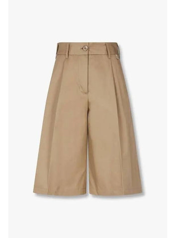 Women s One Tuck Wide Cotton Shorts Camel - HERNO - BALAAN 1