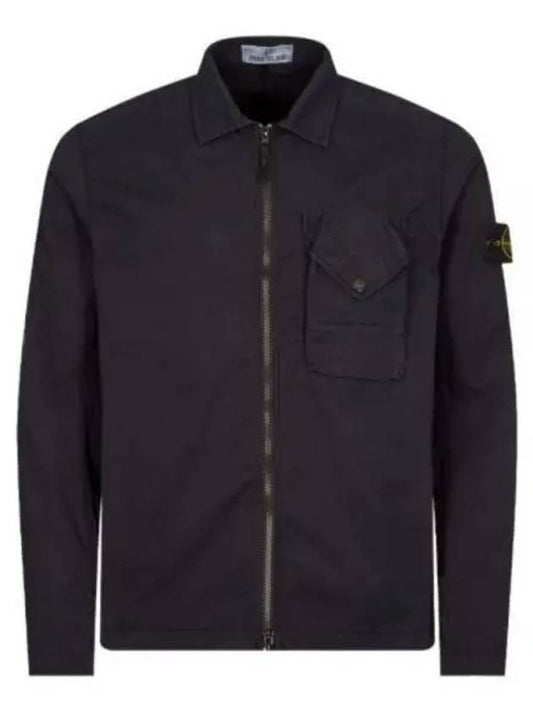 Stretch Cotton Gabardine Overshirt Jacket Navy - STONE ISLAND - BALAAN 2