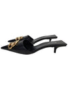 Women's Gold Logo Sandals Heel Black - BALENCIAGA - BALAAN.