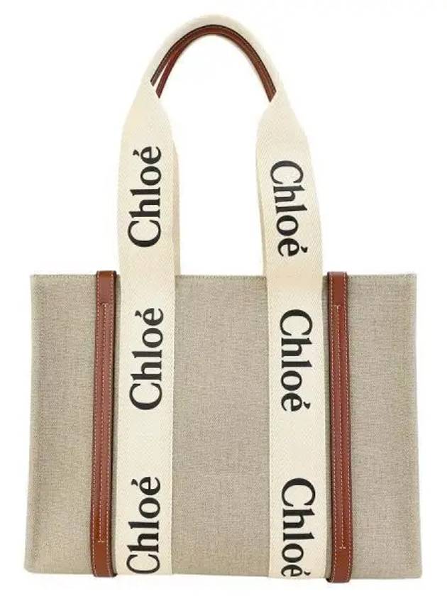 Woody Canvas Medium Tote Bag Brown - CHLOE - BALAAN 2