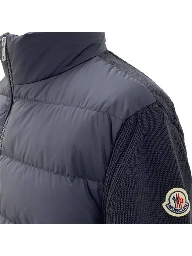 Logo Patch Padded Cardigan Navy - MONCLER - BALAAN 4