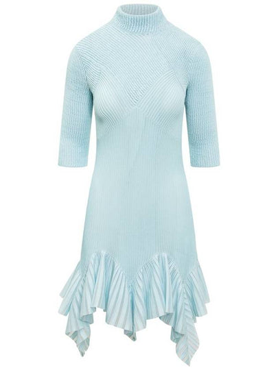 Women's Knit with Puncthed Midi Dress Aqua Marine - GIVENCHY - BALAAN 2