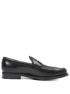 Men's Stamped Monogram Semi Glossy Leather Loafers Black - TOD'S - BALAAN 5