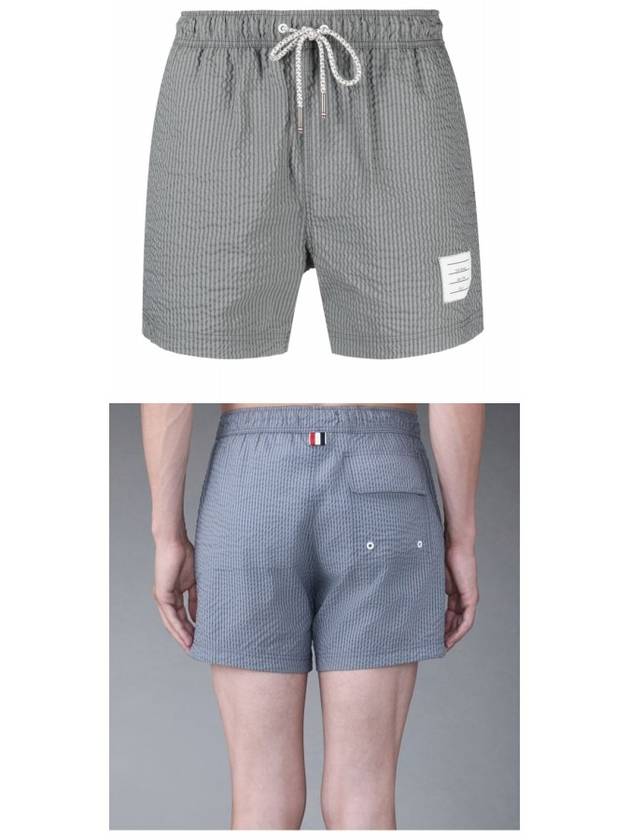 Striped Seersucker Swim Shorts Grey - THOM BROWNE - BALAAN 5