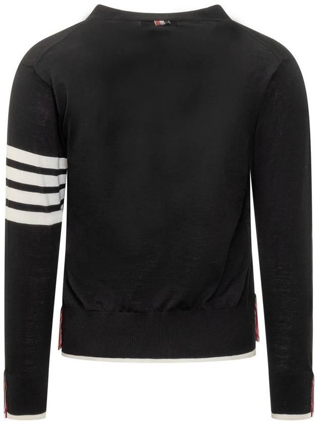 Wool 4-Bar Cardigan Black - THOM BROWNE - BALAAN 3