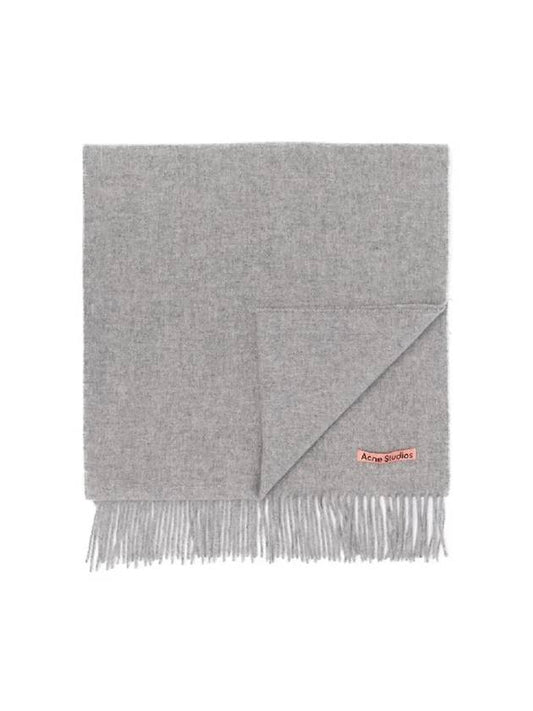 Studios Wool Fringe Scarf Light Gray Melange - ACNE STUDIOS - BALAAN.