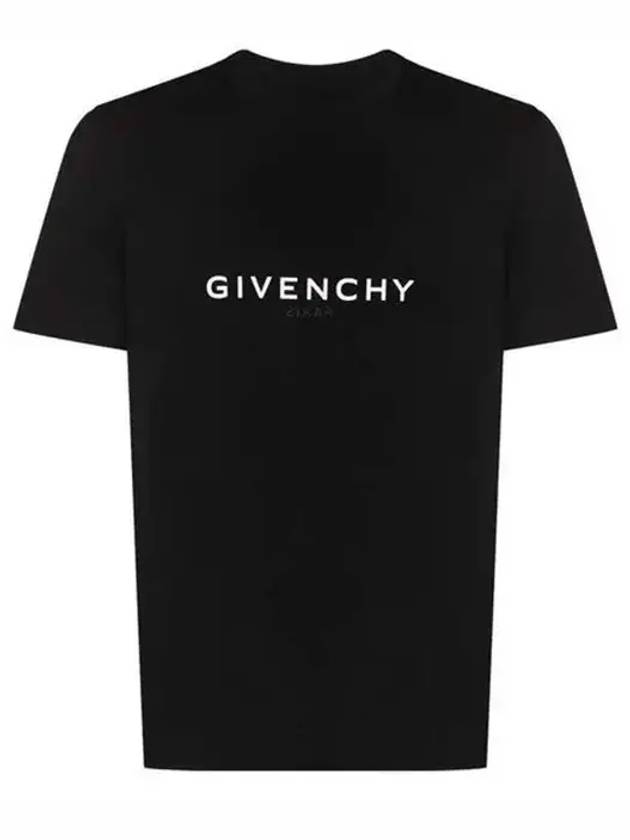 Men's Reverse Logo Round Slim Short Sleeve T-Shirt Black - GIVENCHY - BALAAN 2