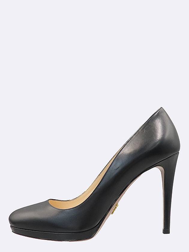 1IP286 Gold logo decoration black leather pumps women s high heel shoes 39 - PRADA - BALAAN 5