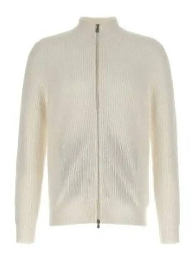 Ribbed Cotton Full-Zip Cardigan White - BRUNELLO CUCINELLI - BALAAN 2