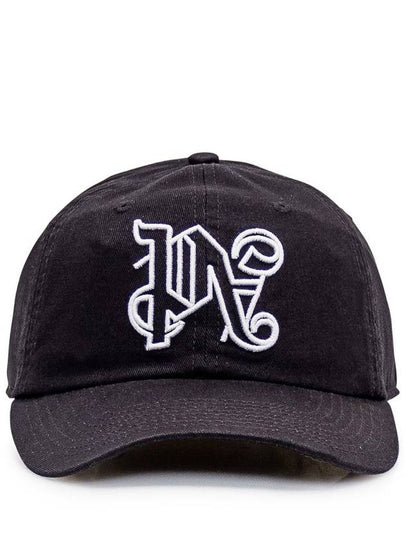 Embroidered Monogram Base Ball Cap Black - PALM ANGELS - BALAAN 2