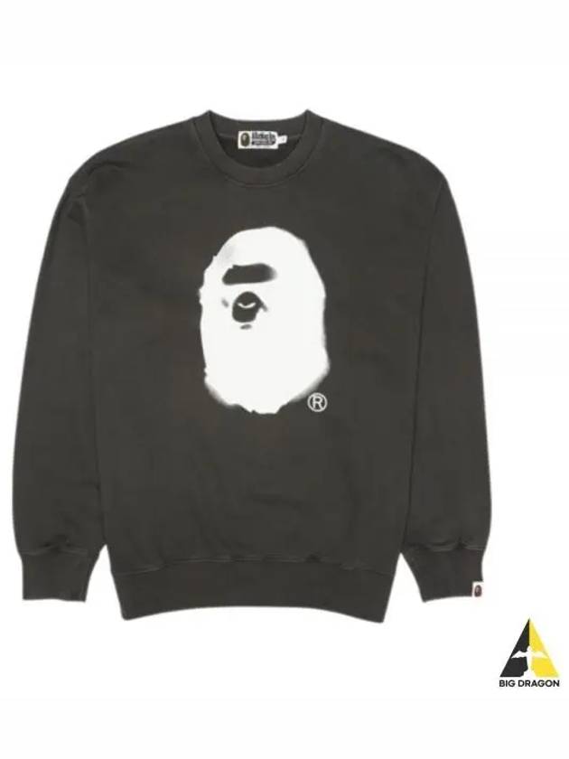 A BATHING APE Spray Head Garment Dyed Crewneck 1K30113314 BLACK Sweatshirt - BAPE - BALAAN 1