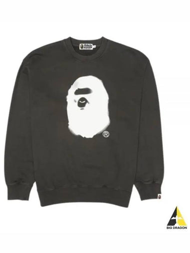 A BATHING APE 24 Spray Head Garment Dyed Crewneck 1K30113314 BLACK Sweatshirt - BAPE - BALAAN 1