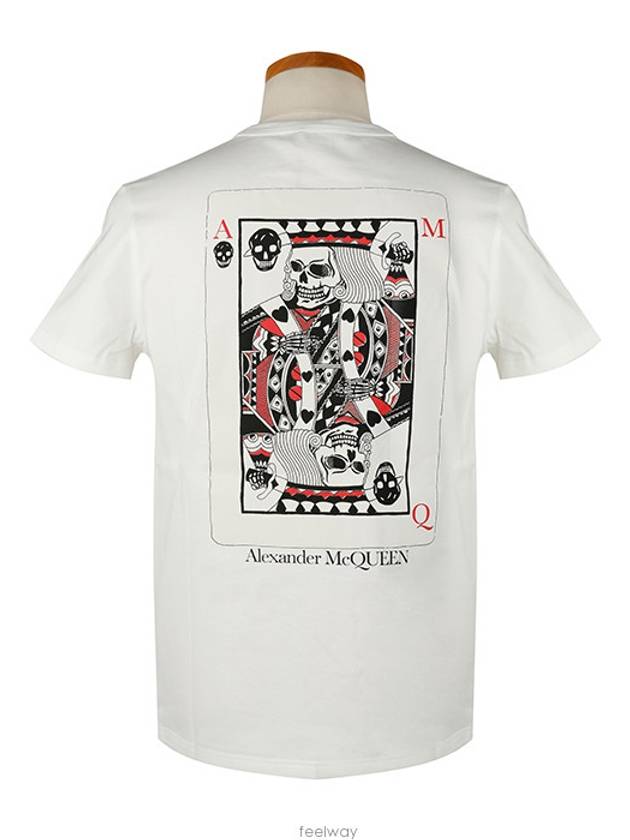 Skull Poker Graphic Print Short Sleeve T-Shirt White - ALEXANDER MCQUEEN - BALAAN 2