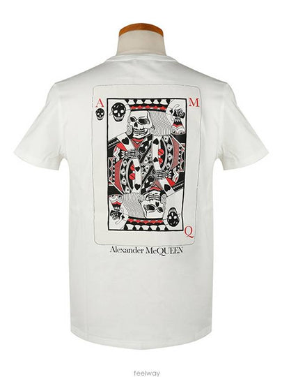 Skull Poker Graphic Print Short Sleeve T-Shirt White - ALEXANDER MCQUEEN - BALAAN 2