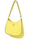 Triangular Logo Cleo Brushed Leather Shoulder Bag Yellow - PRADA - BALAAN 3