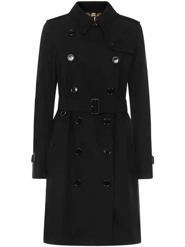 Mid Length Kensington Heritage Trench Coat Black - BURBERRY - BALAAN 2