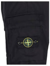 Stretch Cotton Tela Paracadute Cargo Straight Pants Black - STONE ISLAND - BALAAN 7