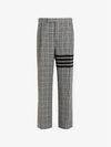 4 Bar Tartan Check Linen Slacks Grey - THOM BROWNE - BALAAN 3