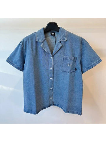 AU Australia Denim Shirt ST123S3403 Mid Blue WOMENS - STUSSY - BALAAN 1