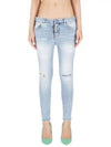 Distressed Cool Girl Skinny Jeans Light Blue - DSQUARED2 - BALAAN 2