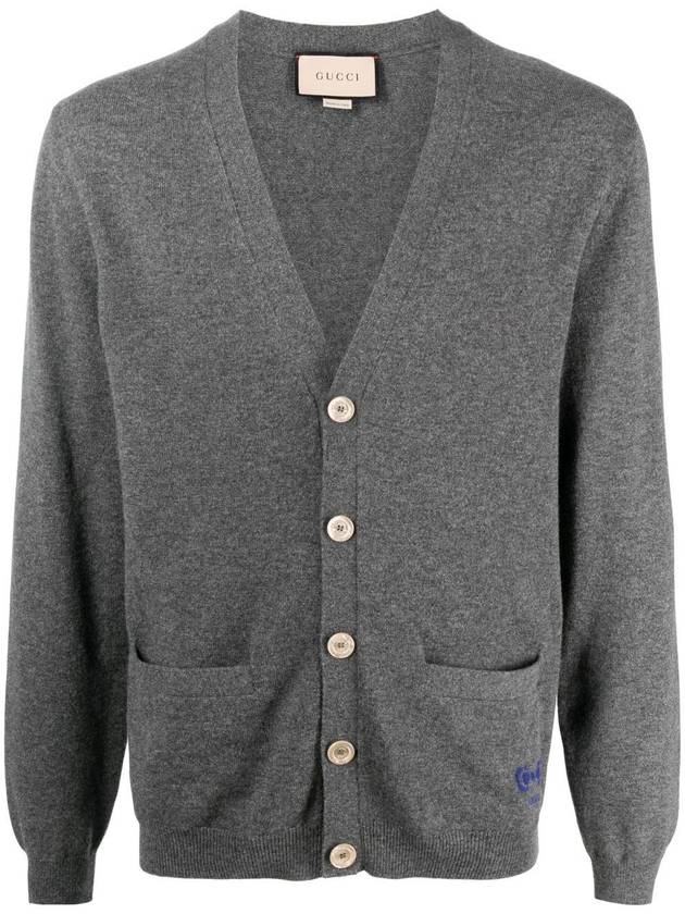 logo cashmere cardigan gray - GUCCI - BALAAN 2