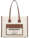 Freya Small Canvas Leather Tote Bag Natural Tan - BURBERRY - BALAAN 2