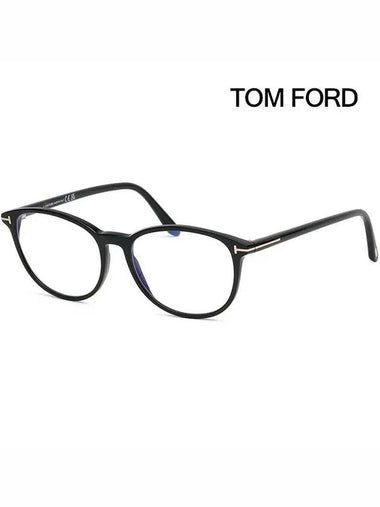 Blue light blocking glasses frame TF5810B 001 horn rim round black - TOM FORD - BALAAN 1