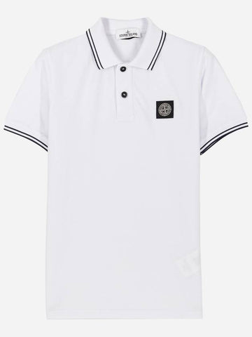 Kids Waffen Short Sleeve Polo T-Shirt White - STONE ISLAND - BALAAN 1