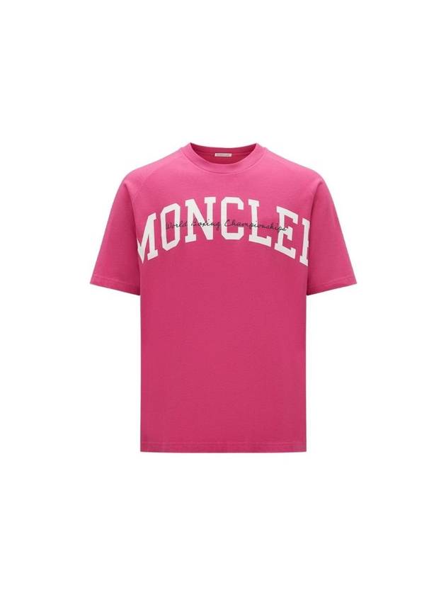 Logo Bright Pink Short Sleeve T-Shirt Pink - MONCLER - BALAAN 1