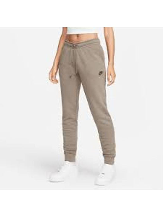 Women's Essentials Regular Fleece Track Pants Olive Grey - NIKE - BALAAN 1