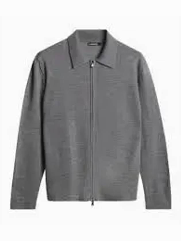 Men's Kaleb Zipper Merino Cardigan Mid Grey Melange - J.LINDEBERG - BALAAN 2