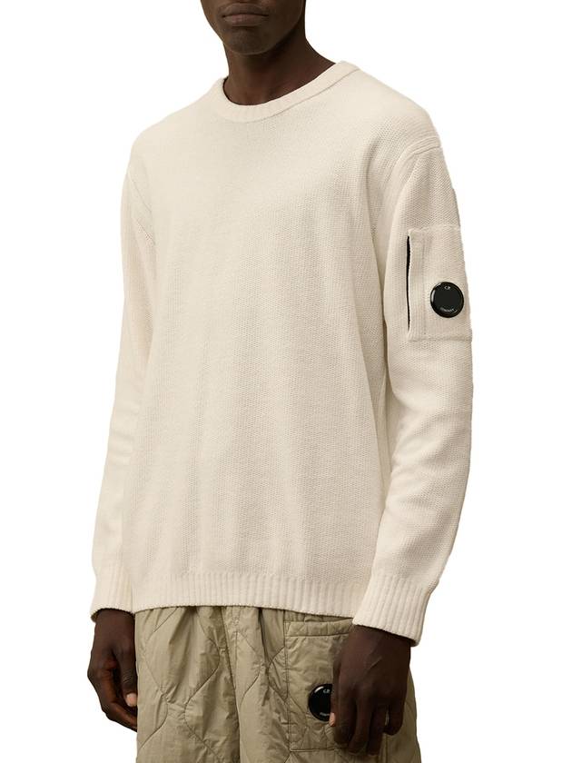 Cotton Chenille Crewneck Knit Top White - CP COMPANY - BALAAN 4