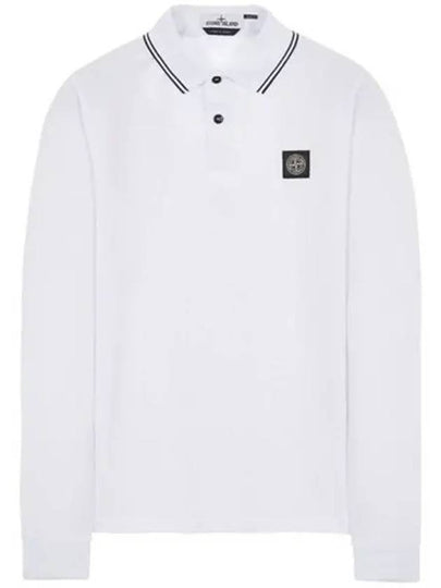 Stretch Cotton Long Sleeve Polo Shirt White - STONE ISLAND - BALAAN 2