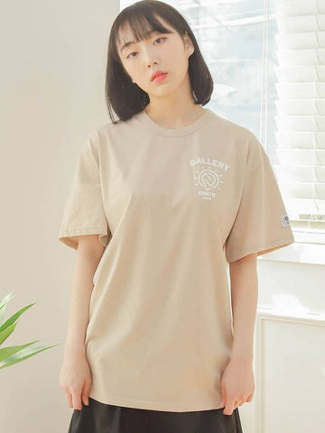 Symbol Logo Printing Overfit Short Sleeve T-Shirt Beige - CODE I'M - BALAAN 1