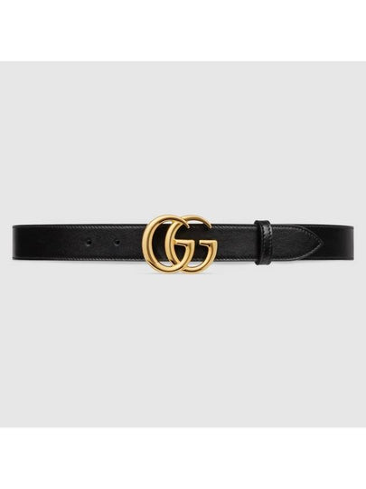 Men's GG Marmont Buckle Belt Black - GUCCI - BALAAN 2