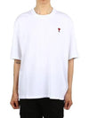 Small Heart Logo Boxy Fit Short Sleeve T-Shirt White - AMI - BALAAN 2