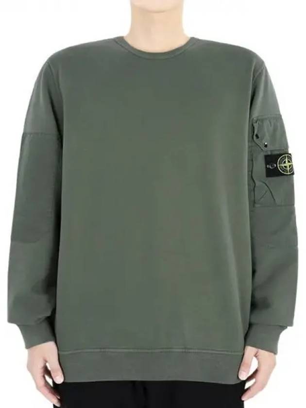 Brushed Organic Cotton Fleece Sweatshirt Green - STONE ISLAND - BALAAN 2