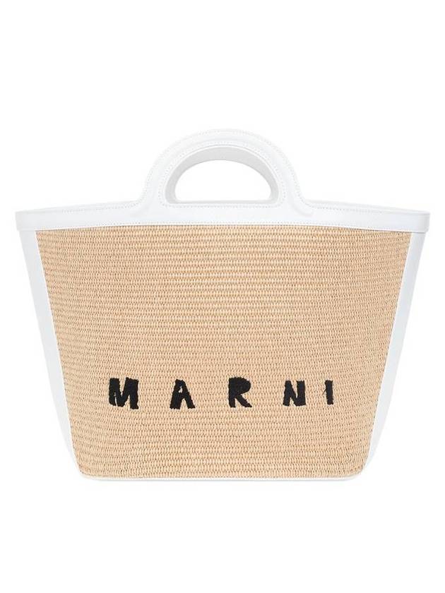 Tropicalia Embroidered Logo Raffia Tote Bag Beige - MARNI - BALAAN 1