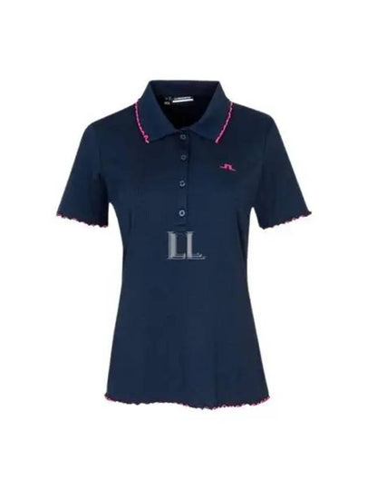 Marita Baby Look Stitched Rib Short Sleeve T-Shirt Navy - J.LINDEBERG - BALAAN 2