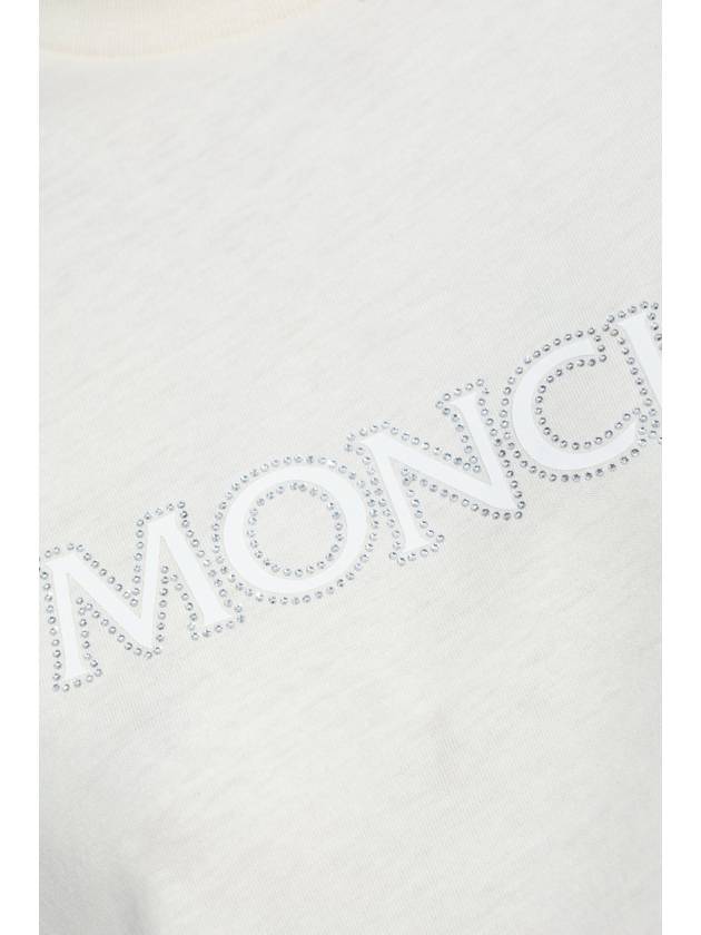 Rhinestone Logo Short Sleeve T Shirt White - MONCLER - BALAAN 6