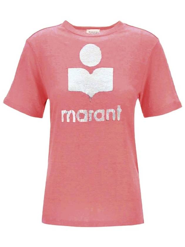 Zewel Logo Linen Short Sleeve T-Shirt Pink - ISABEL MARANT - BALAAN 1