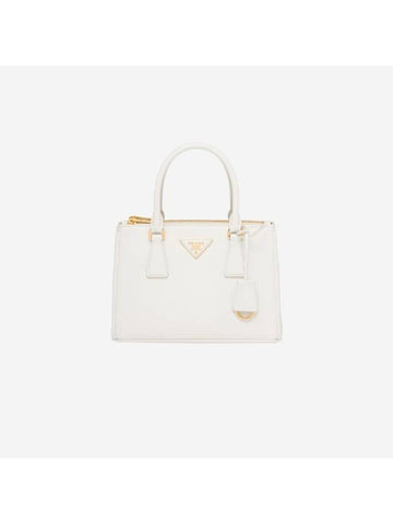 Galleria Saffiano Leather Small Tote Bag White - PRADA - BALAAN 1