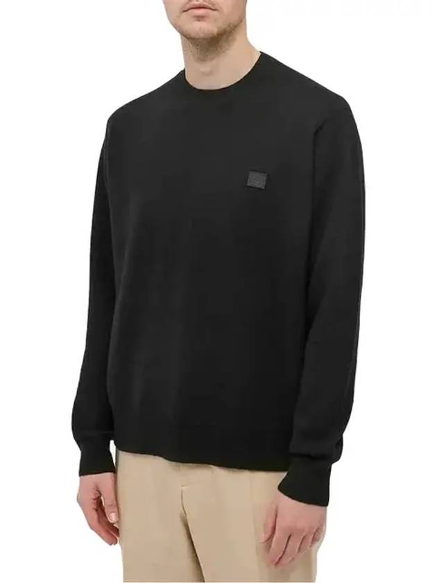 Face Patch Crew Neck Knit Top Black - ACNE STUDIOS - BALAAN 3