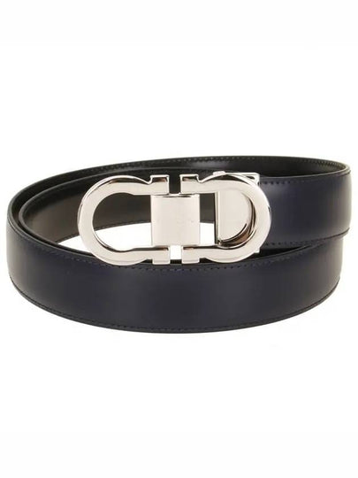 Gancini Reversible Leather Belt Midnight Blue - SALVATORE FERRAGAMO - BALAAN 2