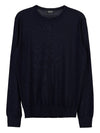 Cassetta Light Crew Neck Knit Top Navy - ERMENEGILDO ZEGNA - BALAAN 1