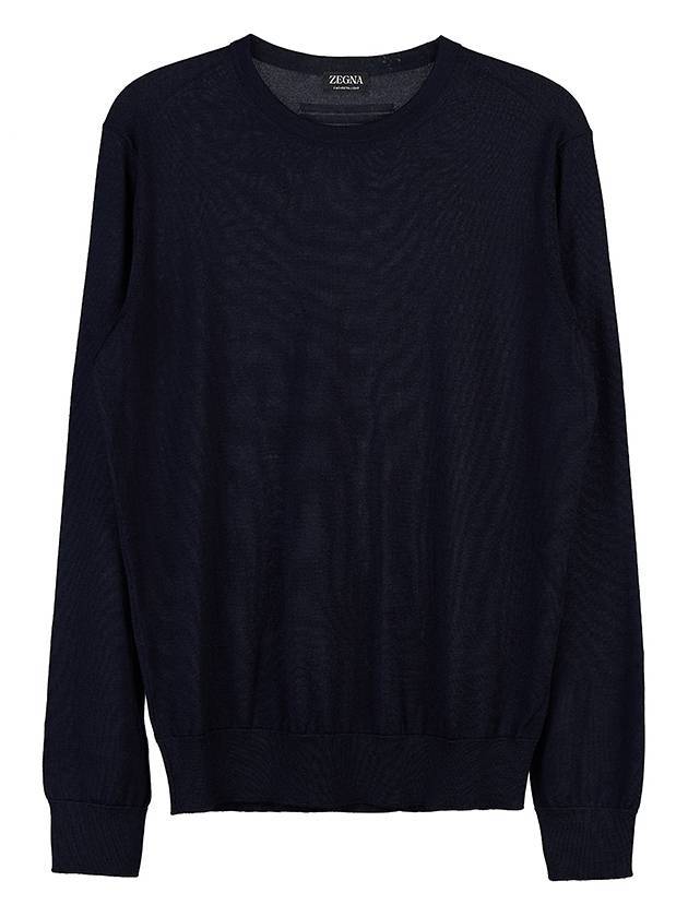 Cassetta Light Crew Neck Knit Top Navy - ERMENEGILDO ZEGNA - BALAAN 1