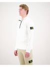 Logo Badge Half Zipper Cotton Fleece Knit Top White - STONE ISLAND - BALAAN 3