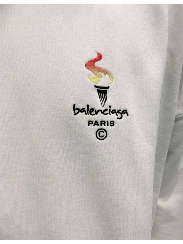 Embroidered Flame Logo Hoodie White - BALENCIAGA - BALAAN 7